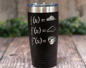 Coffee Derivative -  Engraved Stainless Steel Math Teacher Tumbler, Math Teacher Travel Mug, Funny Math Teacher Mug Gift, Trig Tumbler