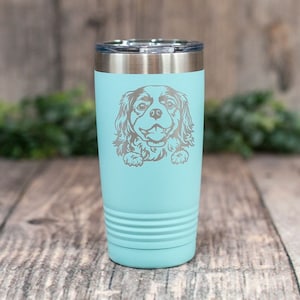 Personalized Cavalier King Charles Spaniel -Engraved Steel Spaniel Tumbler, Spaniel Travel Tumbler, Dog Mom or Dad Gift, Spaniel Lover Mug