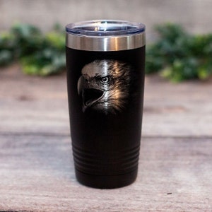Bald Eagle Portrait - Engraved Stainless Steel Tumbler, Bald Eagle Travel Mug, Bald Eagle Cup, Bald Eagle Gift For Her, Bald Eagle Tumbler
