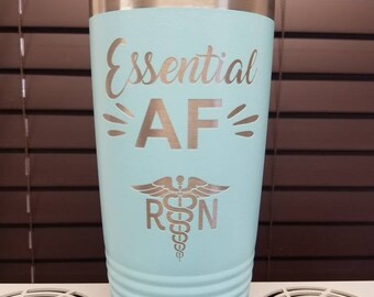 Essential AF - Engraved Stainless Steel Nursing Tumbler, Nurse Gift, Nursing Student Gift, Funny Nurse Coffee Mug, Funny RN Mug Gift
