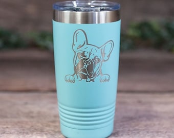Personalized French Bulldog - Engraved Steel Bulldog Tumbler, French Bulldog Travel Tumbler, Bulldog Dog Mom or Dad, Frenchie Lover Gift