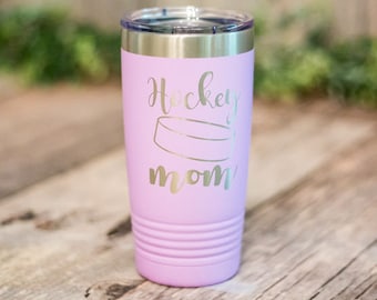 Hockey Mom - Engraved Stainless Steel Tumbler, Insulated Travel Mug, Hockey Mom Mug, Hockey Lover Cup, Hockey Decor, Hockey Mom Gift