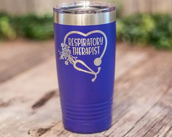 Respiratory Therapist Stethoscope - Engraved Personalized Tumbler With Name, Stainless Cup, Respiratory Therapist Gift Mug, RT Mug