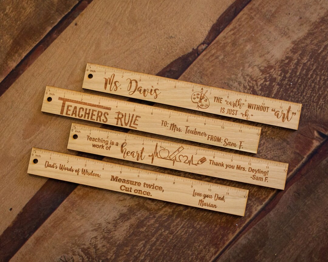 Engraved Ruller Personalized Engraved Cherry Wood 12 Inch Ruler - Engraved Teacher ...