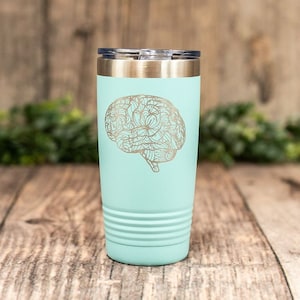Brain Mandala - Engraved Stainless Steel Tumbler, Nurse Travel Brain Mug, Neuro Medical Mug, Brain Gift Mug, Neurologist Tumbler