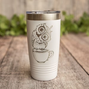 Cute Owl -  Engraved Stainless Steel Tumbler, Owl Travel Mug, Insulated Travel Tumbler Cup, Cute Owl Gifts, Gifts For Owl Lovers, Owl Mug