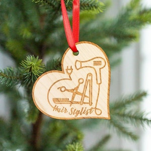 Hair Stylist - Engraved Wooden Christmas Ornament Charm, Stylist Christmas Gift, Hairdresser Appreciation Gift, Salon Gift Ornament