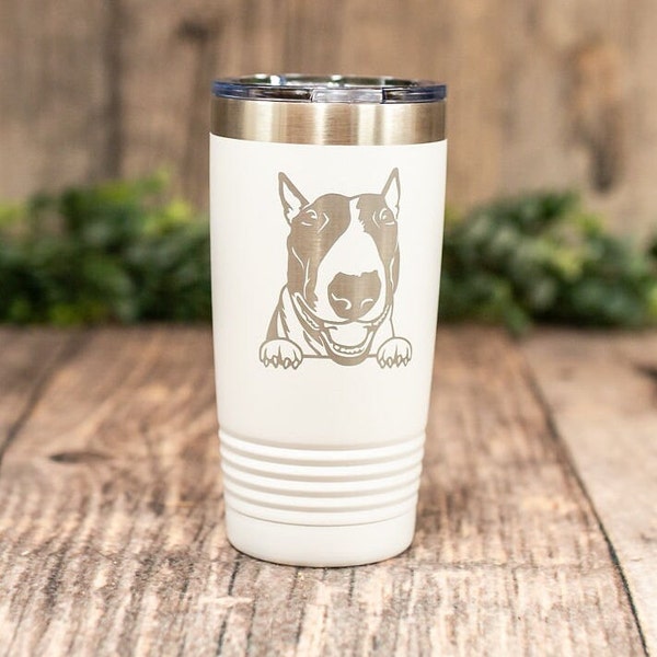 Personalized Bull Terrier - Engraved Steel Bull Terrier Tumbler, Terrier Dog Travel Mug, Terrier Dog Mom, Bull Terrier Lover Gift
