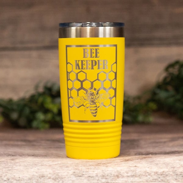 Bee Keeper - Vaso de acero inoxidable grabado, taza de abeja, taza de regalo de abeja, vaso de abeja reina, taza de regalo para apicultores