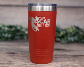 Every Scar Tells A Story - Engraved Stainless Steel Tumbler, Motocross Mug For Him, Guy Mug, Motocross Gift, Dirt Bike Cup, Tumbler For Him