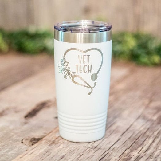 Stainless Steel Tumbler with a Floral Stethoscope Print