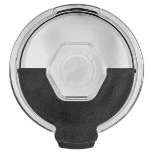 May include: A clear plastic lid with a black rubber ring and a black silicone grip. The lid has a hexagonal logo with the text "POLAR CAMEL" in white.
