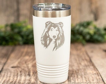 Personalized Shetland Sheepdog -Engraved Steel Sheltie Tumbler, Sheepdog Travel Tumbler, Dog Mom or Dad Gift, Sheltie Lover Mug, Shetland
