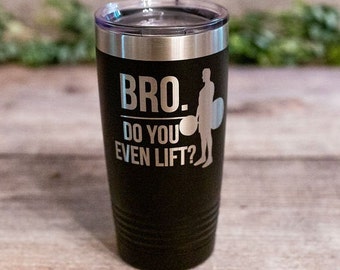 ¿Hermano, levantas pesas? - Vaso de levantamiento de pesas grabado, divertida taza de viaje para entrenar, regalo de gimnasio para él