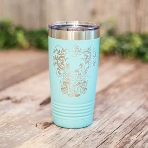 Cute Elephant Mandala - Engraved Tumbler, Elephant Travel Mug, Elephant Gift For Her, Elephant Tumbler Mug, Gift For Elephant Lovers