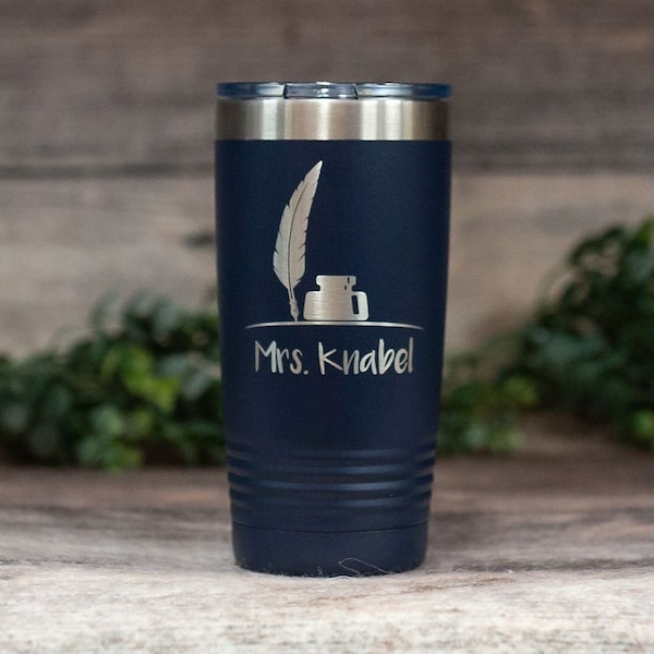 Writer Quill And Ink - Engraved Personalized Author Tumbler, Insulated Writer Travel Mug, Writer Gift, Cute Writer Mug, Writer Coffee Mug