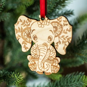 Cheap Christmas Tree Pendant Cute Animal Elephant Design Vibrant Colors Long-lasting Acrylic Hanging Decoration