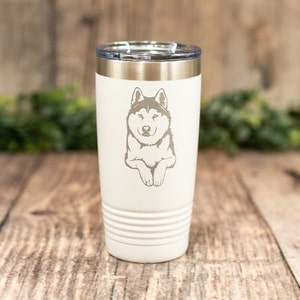 Personalized Husky - Engraved Stainless Steel Husky Tumbler, Siberian Husky Travel Tumbler, Husky Mom or Dad, Dog Lover Gift, Sled Dog Mug