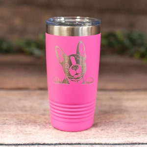 Personalized Boston Terrier - Engraved Boston Terrier Tumbler, Terrier Dog Travel Tumbler, Boston Terrier Dog Mom or Dad, Terrier Lover Gift