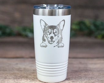 Personalized Corgi - Engraved Stainless Corgi Tumbler, Corgi Dog Travel Tumbler Mug, Corgi Dog Mom or Dad Gift, Corgi Lover Gift Tumbler