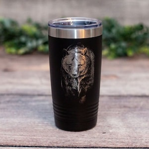 Bear Portrait - Engraved Stainless Steel Tumbler, Bear Travel Mug, Bear Cup, Bear Gift Mug, Bear Tumbler, Bear Mug, Gift For Bear Lovers