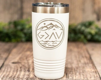 God Is Greater Than The Highs And The Lows - Engraved Religious Gift, Personalized Church Gift, Faith Travel Mug, Christian Gift Cup, Faith