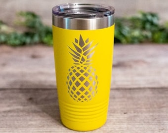 Pineapple - Engraved Stainless Steel Pineapple Tumbler, Insulated Pineapple Travel Mug, Cute Pineapple Gift