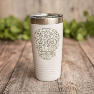 Sugar Skull - Engraved Polar Camel Stainless Steel Tumbler, Day Of The Dead, Sugar Skull Tumbler Gift, Dia Los Muertos, For Her Gifts, Skull