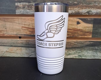 Personalized Track Tumbler - Engraved Stainless Steel Tumbler, Runner Cup, Personalized Running Gift, Track Coach Mug, Coach Gift Cup