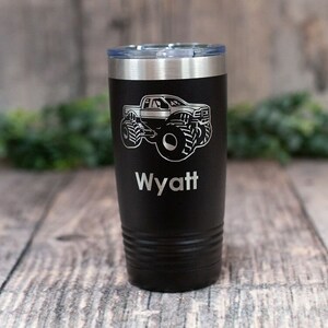 Monster Truck Personalized - Engraved Stainless Tumbler, Kids Travel Mug, Monster Truck Lover Mug, Monster Truck Tumbler, Truck Gift Mug
