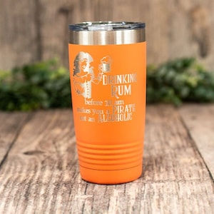 Drinking Rum Pirate Lady - Engraved Stainless Steel Drinking Tumbler, Funny Alcohol Drinking Gift, Travel Rum Glass, Pirate Gift Mug