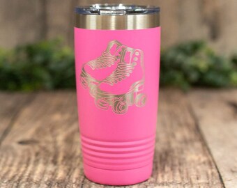 Roller Skates -Engraved Stainless Tumbler, Skating Travel Mug, Cute Skate Mug, Cute Gift For Her, Roller Derby Tumbler, Gift For Skate Lover