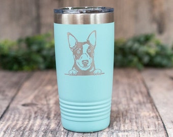 Personalized Australian Blue Heeler - Engraved Stainless Dog Tumbler, Dog Travel Tumbler Mug, Dog Mom or Dad Gift, Dog Lover Gift Tumbler