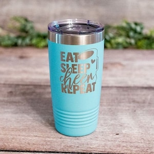 Eat Sleep Cheer Repeat - Engraved Cheer Tumbler, Cheerleading Lover Cup, Cheerleader Gift, Cheer Mug, Cheerleader Tumbler