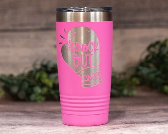 Knock Out Cancer - Engraved Stainless Steel Tumbler, Vacuum Insulated Cancer Mug, Cancer Tumbler Mug, Cancer Survivor Gift