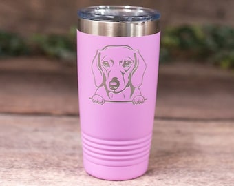Personalized Short Haired Dachshund - Engraved Steel Dachshund Tumbler, Dachshund Travel Tumbler, Dachshund Mom or Dad, Dog Lover Gift