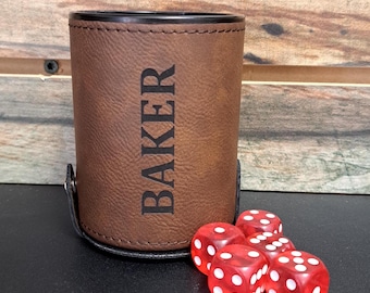 Personalized Dice Cup Vegan Leather - Game Night Gift, Game Lover Gift, DND Player, Bunco Gift, Girls Night, Family Game Night, Bunco