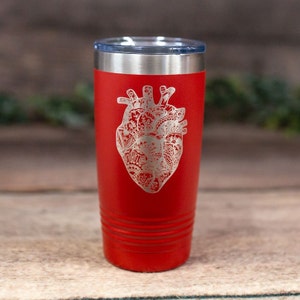 Anatomical Heart- Engraved Stainless Steel Tumbler, Nursing Travel Heart Mug, Cardiac Medical Mug, RT Gift Mug, Cardiologist Tumbler