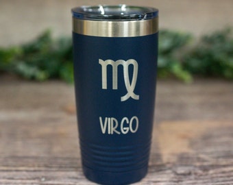 Virgo - Engraved Coffee Mug, Birthday Gift, Travel Tumbler, Zodiac Tumbler Mug,  Astrology Mug