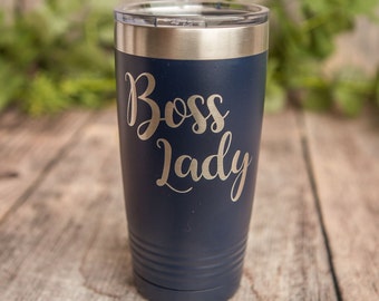 Boss Lady -  Engraved Stainless Steel Tumbler, Insulated Travel Tumbler Mug, Expecting Mom Gift, Mothers Day Mug, Mom Boss, Supervisor Gift
