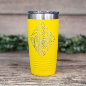 Desert Sunshine - Engraved Stainless Steel Tumbler, Personalized Insulated Travel Mug, Desert Tumbler, Cute Cactus Mug, Sunshine Gift Mug