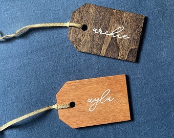 Wooden Stocking Tags, Custom Stocking Tags, Christmas Stocking Tags, Personalized Stocking Tags, Handwritten Christmas Stocking tags, Tags