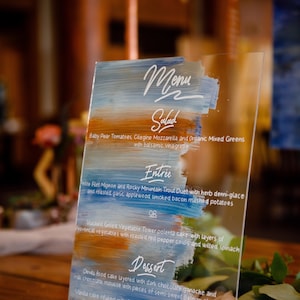 Hand painted acrylic wedding menu, wedding menu, acrylic menu, wedding signs, acrylic wedding sign, menu, wedding menu