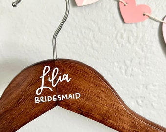 Personalised Hearts Bridesmaid Wedding Hanger in White Bridesmaids and more. Hanger Engraved Wedding Gift Bride