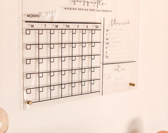 Calendario acrílico, Calendario transparente, Decoración de oficina acrílica, Calendario moderno, Decoración de oficina moderna, Decoración de oficina acrílica, Calendario de pared acrílico