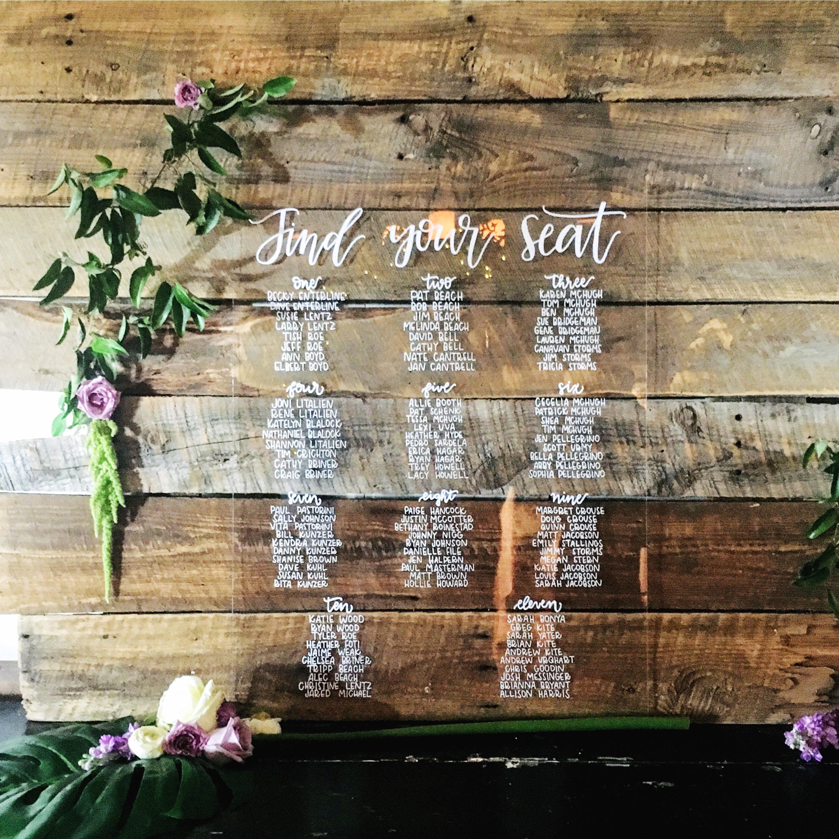 Custom Acrylic Seating Chart Wedding Seating Chart Acrylic