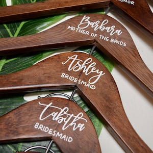 Wooden Hangers, Dark Wood Hangers, Wedding Hanger, Personalized Hanger, Bridesmaid Hangers, Personalized Bridesmaid Hangers, Custom Hangers