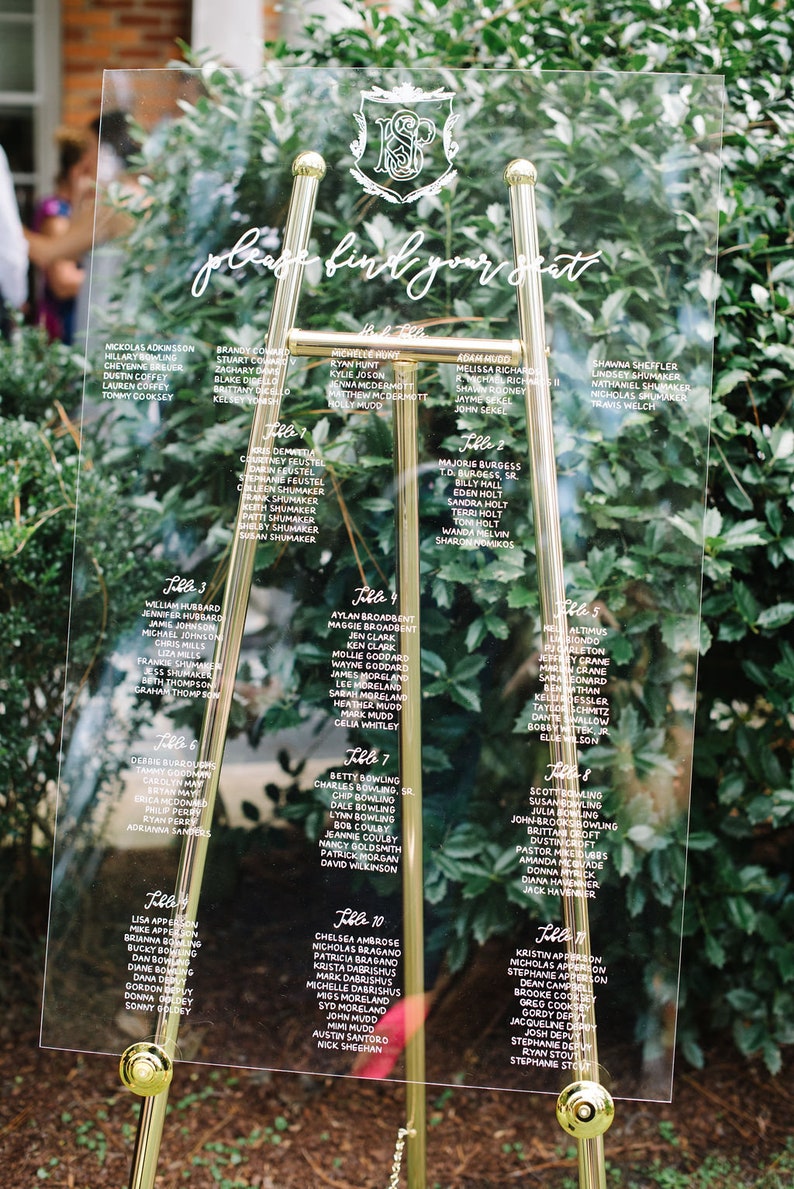 Acrylic Seating Chart For Wedding
