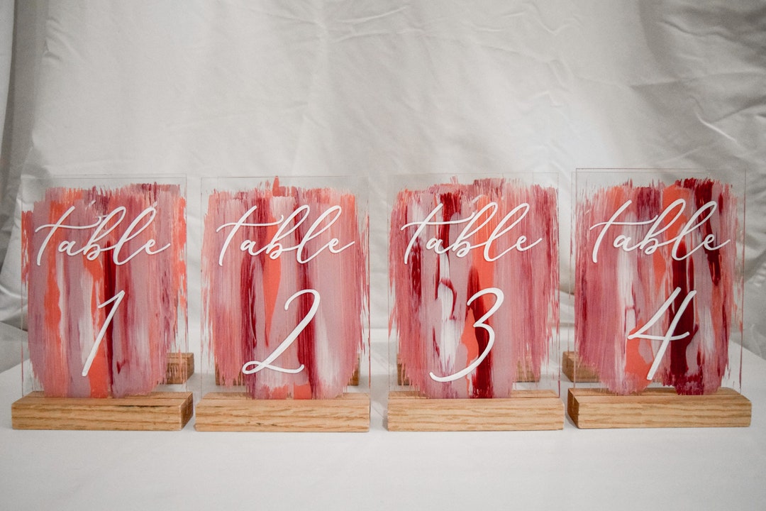 Painted Acrylic Table Numbers, Acrylic Table Numbers, Wedding Table