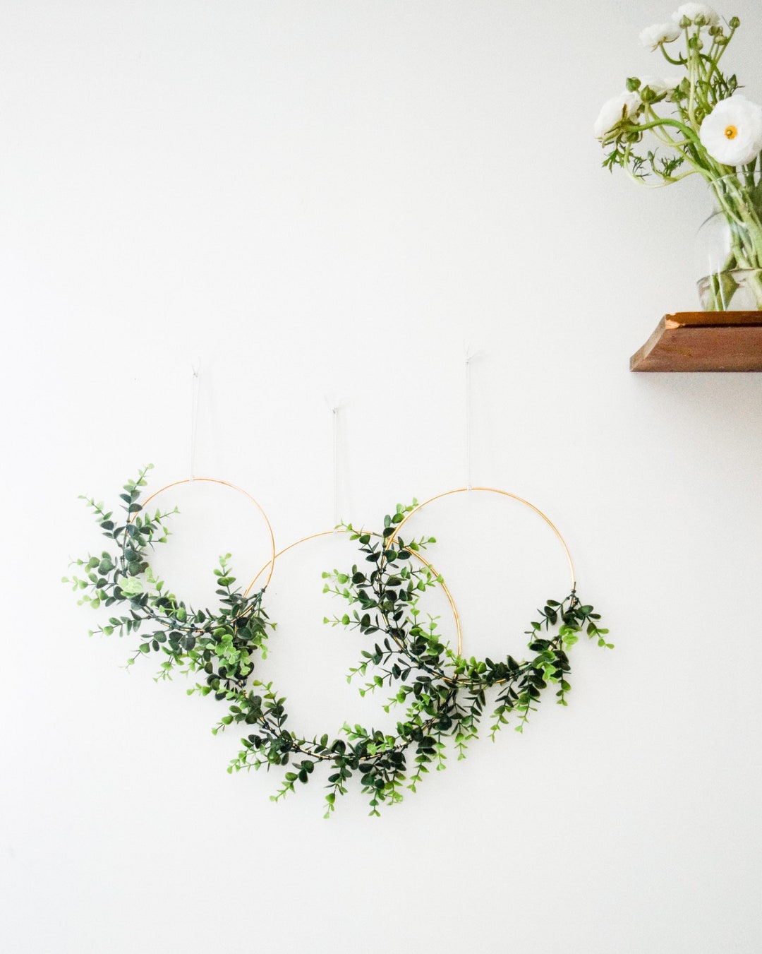 Metal Greenery Hoops, Floral Hoop, Greenery Hoop Wreath, Boxwood Hoops, Eucalyptus Leaf Hoop